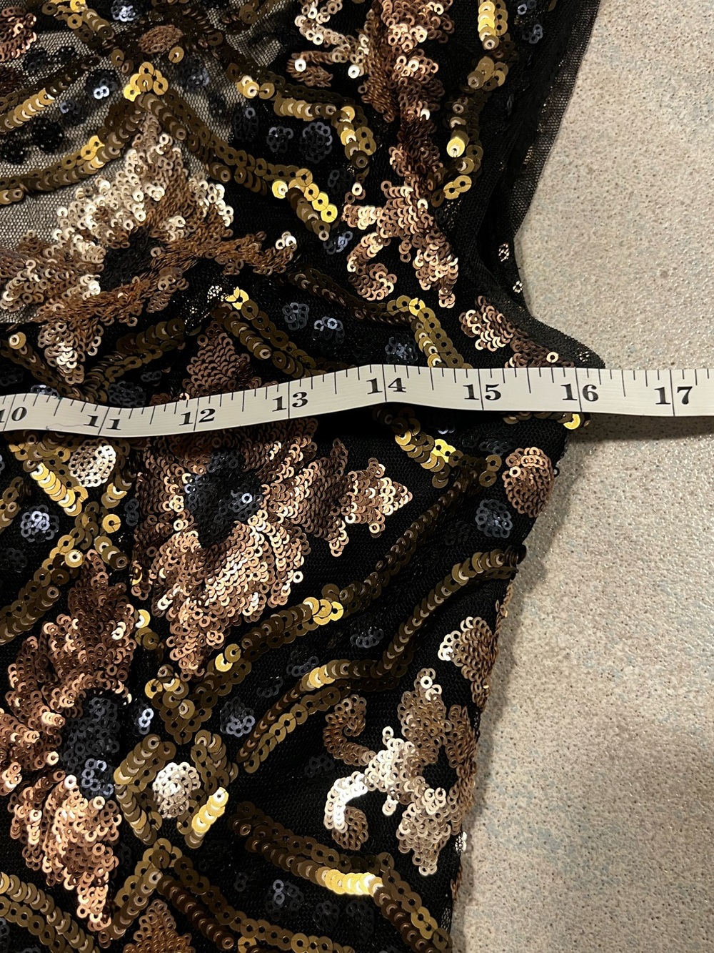 CACHÉ Vintage Beaded Sequin Illusion Neck Formal Evening Gown Black Gold Size 4 - Picture 14 of 16